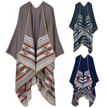 women-casual-knitted-cape-poncho-open-front-contrast-striped-pashmina-cardigan-outwear-tops-shawl-scarf BBL