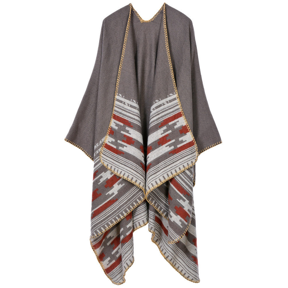 women-casual-knitted-cape-poncho-open-front-contrast-striped-pashmina-cardigan-outwear-tops-shawl-scarf BBL