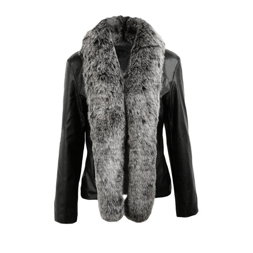 fashion-women-pu-leather-moto-jacket-open-front-faux-fur-collar-jacket-long-sleeve-biker-coat-black-jaqueta-de-couro BBL