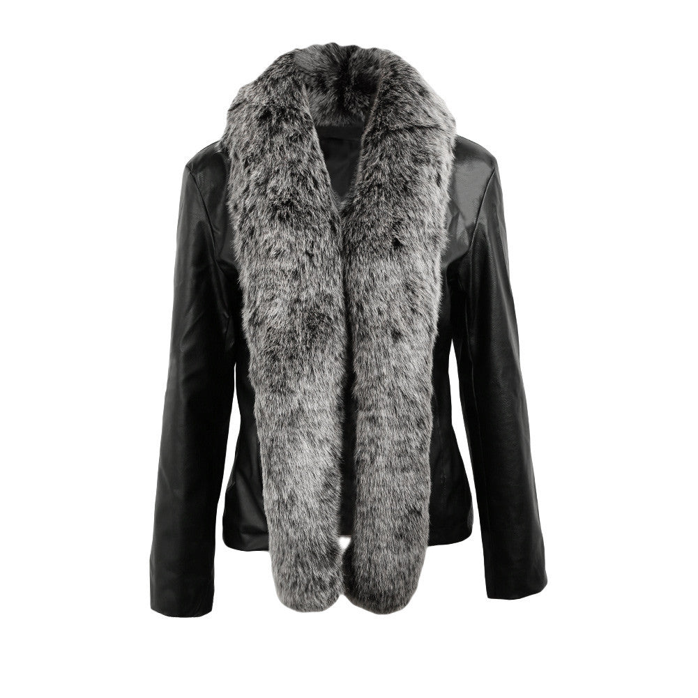 fashion-women-pu-leather-moto-jacket-open-front-faux-fur-collar-jacket-long-sleeve-biker-coat-black-jaqueta-de-couro BBL