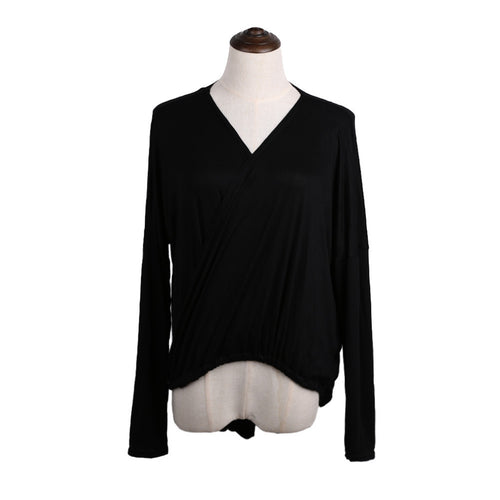 women-sexy-blouse-cross-ruched-front-deep-v-neck-irregular-hem-long-sleeve-casual-shirt-women-tops-blusas BBL