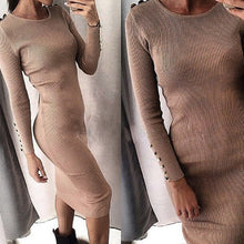 fashion-women-sexy-bodycon-dress-knitted-midi-dress-vestdos-solid-long-sleeve-package-hip-club-dress BBL
