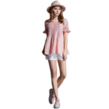 women-t-shirt-round-neck-short-sleeve-crochet-lace-t-shirt-women-hollow-out-top-plus-size-blusa-pink BBL