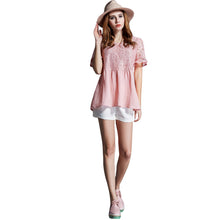 women-t-shirt-round-neck-short-sleeve-crochet-lace-t-shirt-women-hollow-out-top-plus-size-blusa-pink BBL