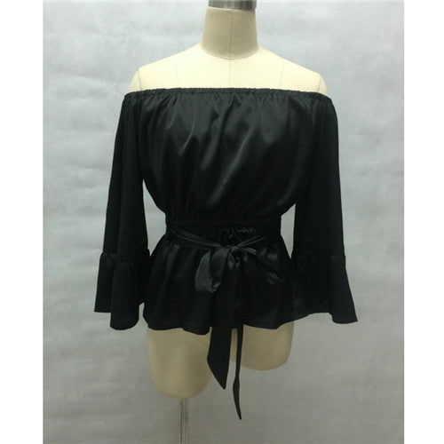 Women Tops Sexy Off Shoulder Blouses Tunic Top Flare Sleeve Slash Neck Women Blouses And Shirts Ladies Tops