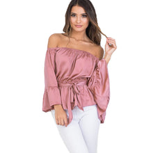 Women Tops Sexy Off Shoulder Blouses Tunic Top Flare Sleeve Slash Neck Women Blouses And Shirts Ladies Tops