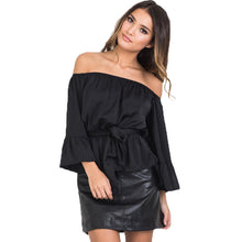 Women Tops Sexy Off Shoulder Blouses Tunic Top Flare Sleeve Slash Neck Women Blouses And Shirts Ladies Tops