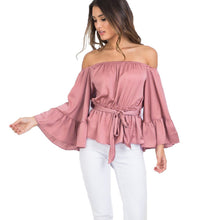 Women Tops Sexy Off Shoulder Blouses Tunic Top Flare Sleeve Slash Neck Women Blouses And Shirts Ladies Tops