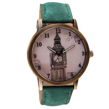 Fashion Women Wristwatch Tower Pattern Retro Clock Quartz Analog Watch Cowboy Leather Band Women Dress Relogio Ladies Clock