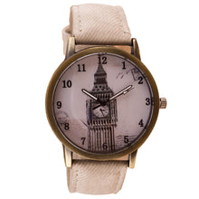Fashion Women Wristwatch Tower Pattern Retro Clock Quartz Analog Watch Cowboy Leather Band Women Dress Relogio Ladies Clock
