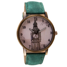Fashion Women Wristwatch Tower Pattern Retro Clock Quartz Analog Watch Cowboy Leather Band Women Dress Relogio Ladies Clock