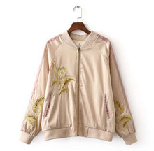 Harajuku Flower Embroidery Jacket Women Contrast color Sleeve Bomber Jacket Coat Pilots Couple Outerwear
