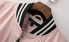 Harajuku Thin Pink Jacket Women Spliced Knitted V neck Cuff Bomber Jacket Coat Pilots Outerwear Pink color s m l
