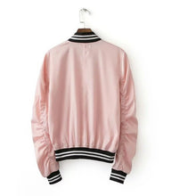 Harajuku Thin Pink Jacket Women Spliced Knitted V neck Cuff Bomber Jacket Coat Pilots Outerwear Pink color s m l