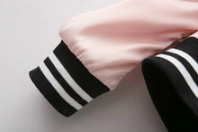 Harajuku Thin Pink Jacket Women Spliced Knitted V neck Cuff Bomber Jacket Coat Pilots Outerwear Pink color s m l