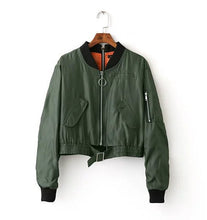 Harajuku large o neck front back Zipper Pilots Jacket Women Short Bomber Jacket Coat Outerwear  S M L