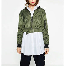 Harajuku large o neck front back Zipper Pilots Jacket Women Short Bomber Jacket Coat Outerwear  S M L