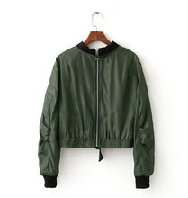 Harajuku large o neck front back Zipper Pilots Jacket Women Short Bomber Jacket Coat Outerwear  S M L