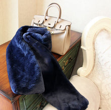 Hariy Shaggy Navy blue Faux Rabbit Fur Warm Long Scarf Collar Women Faux Fur Long Shawl Cap Scarves