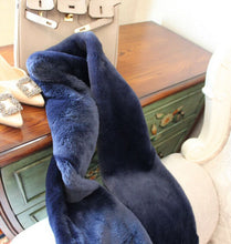 Hariy Shaggy Navy blue Faux Rabbit Fur Warm Long Scarf Collar Women Faux Fur Long Shawl Cap Scarves