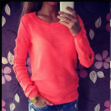 O-neck Long-Sleeved Solid Loose Women's Sweaters Pullover Knitted Sweater Top 4 Colors