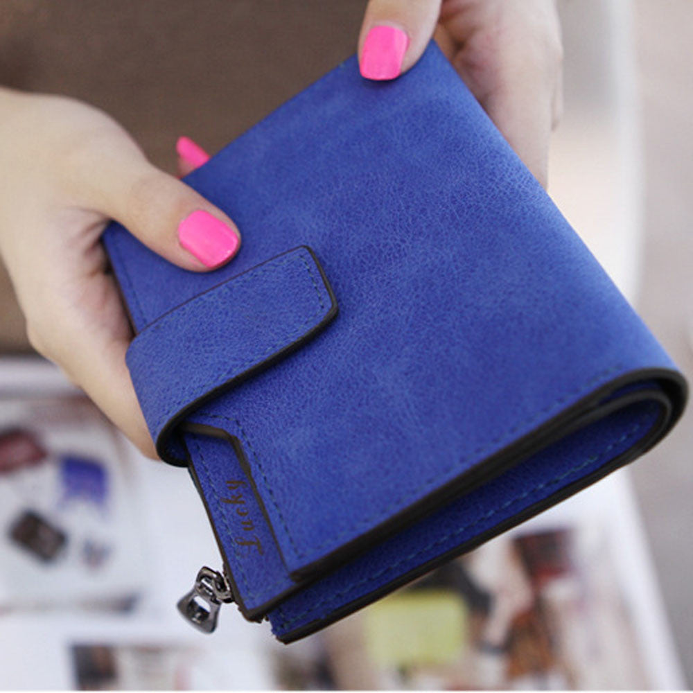 Korea Simple Women Mini Grind Magic Bifold Faux Leather Wallet Credit Card Holder Short Wallet Purse BU