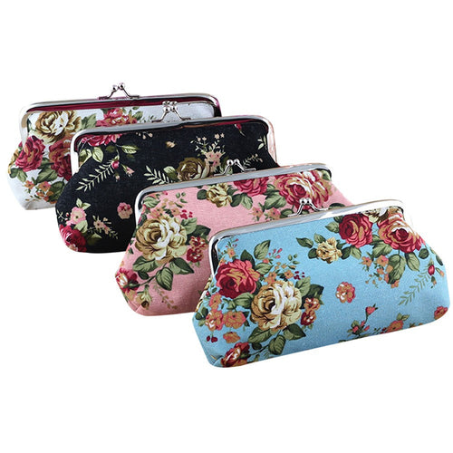Retro Vintage Flower Print Women Lady Small Wallet Hasp Coin Purse Clutch Girls Clutch Bag