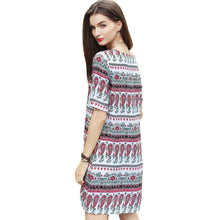 women-boho-dress-tribal-print-sundress-short-sleeve-mini-dress-o-neck-casual-beach-dress-red-vestidos BBL