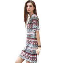 women-boho-dress-tribal-print-sundress-short-sleeve-mini-dress-o-neck-casual-beach-dress-red-vestidos BBL
