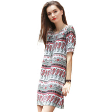women-boho-dress-tribal-print-sundress-short-sleeve-mini-dress-o-neck-casual-beach-dress-red-vestidos BBL