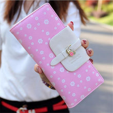 Women Zipper Long Purse Wallet Credit Card Holder Cute Floral Print Standard Wallet Handbag