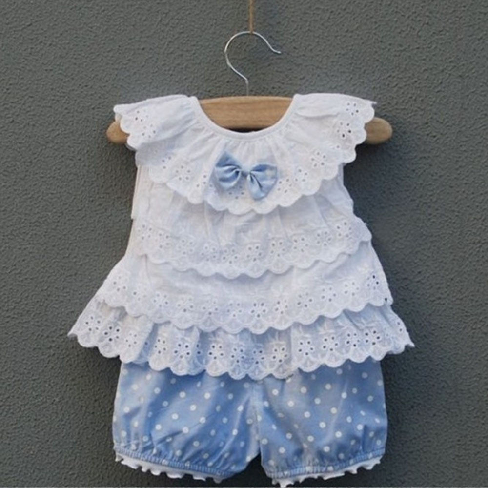 sweet-baby-kids-girls-2pcss-outfit-clothes-ruffled-t-shirt-tops-dot-pants-suit-clothing-sets BBL