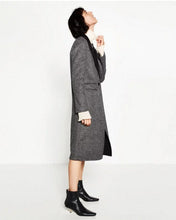 Houndstoo Plaid Wool blend Trench Women Spliced Black Lapel Long sleeve one button Long Windbreaker Coat Outerwear
