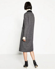 Houndstoo Plaid Wool blend Trench Women Spliced Black Lapel Long sleeve one button Long Windbreaker Coat Outerwear