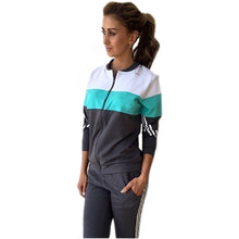 Ladies Tracksuits Sets Slim Patchwork Long Sleeved Zipper SportSuit 2 Pieces Sets Hoodies Sweatshirt GV434