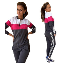 Ladies Tracksuits Sets Slim Patchwork Long Sleeved Zipper SportSuit 2 Pieces Sets Hoodies Sweatshirt GV434