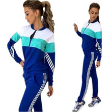 Ladies Tracksuits Sets Slim Patchwork Long Sleeved Zipper SportSuit 2 Pieces Sets Hoodies Sweatshirt GV434