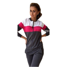 Ladies Tracksuits Sets Slim Patchwork Long Sleeved Zipper SportSuit 2 Pieces Sets Hoodies Sweatshirt GV434