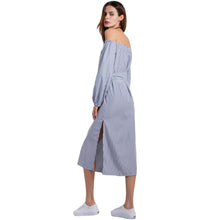 ladies-striped-shirt-dress-belt-bow-side-slit-loose-vestidos-elegant-women-cold-shoulder-dress-ukraine-beach-dress BBL