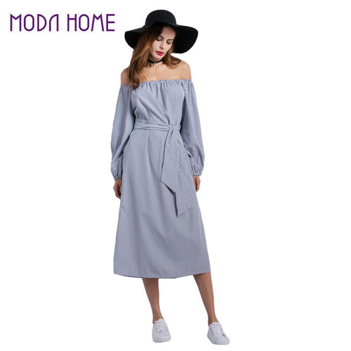 ladies-striped-shirt-dress-belt-bow-side-slit-loose-vestidos-elegant-women-cold-shoulder-dress-ukraine-beach-dress BBL