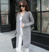 Long Knitted Sweater Cardigan Women Bead Pearl Long Sweaters Outwear Long Sleeve Casual Cardigan GV272