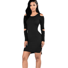 Long Sleeve Dress Women Sleeve Cut Off Shoulder Knitted Dress Slim Sexy Bodycon Dress Mini Robe Womens