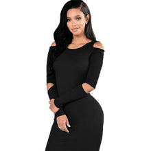 Long Sleeve Dress Women Sleeve Cut Off Shoulder Knitted Dress Slim Sexy Bodycon Dress Mini Robe Womens