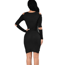 Long Sleeve Dress Women Sleeve Cut Off Shoulder Knitted Dress Slim Sexy Bodycon Dress Mini Robe Womens