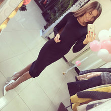 Long Sleeve Knee Length Midi Dress Slim Bodycon Bandage Black Wine Red Women Dresses Bandage Vestidos