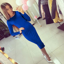 Long Sleeve Knee Length Midi Dress Slim Bodycon Bandage Black Wine Red Women Dresses Bandage Vestidos