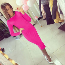 Long Sleeve Knee Length Midi Dress Slim Bodycon Bandage Black Wine Red Women Dresses Bandage Vestidos