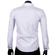Mens Slim fit Fashion Famous Design Business Mens Casual Long Sleeve Slim Tops turndown collar Shirt Quality 2 Colors