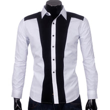 Mens Slim fit Fashion Famous Design Business Mens Casual Long Sleeve Slim Tops turndown collar Shirt Quality 2 Colors