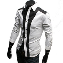 Mens Slim fit Fashion Famous Design Business Mens Casual Long Sleeve Slim Tops turndown collar Shirt Quality 2 Colors